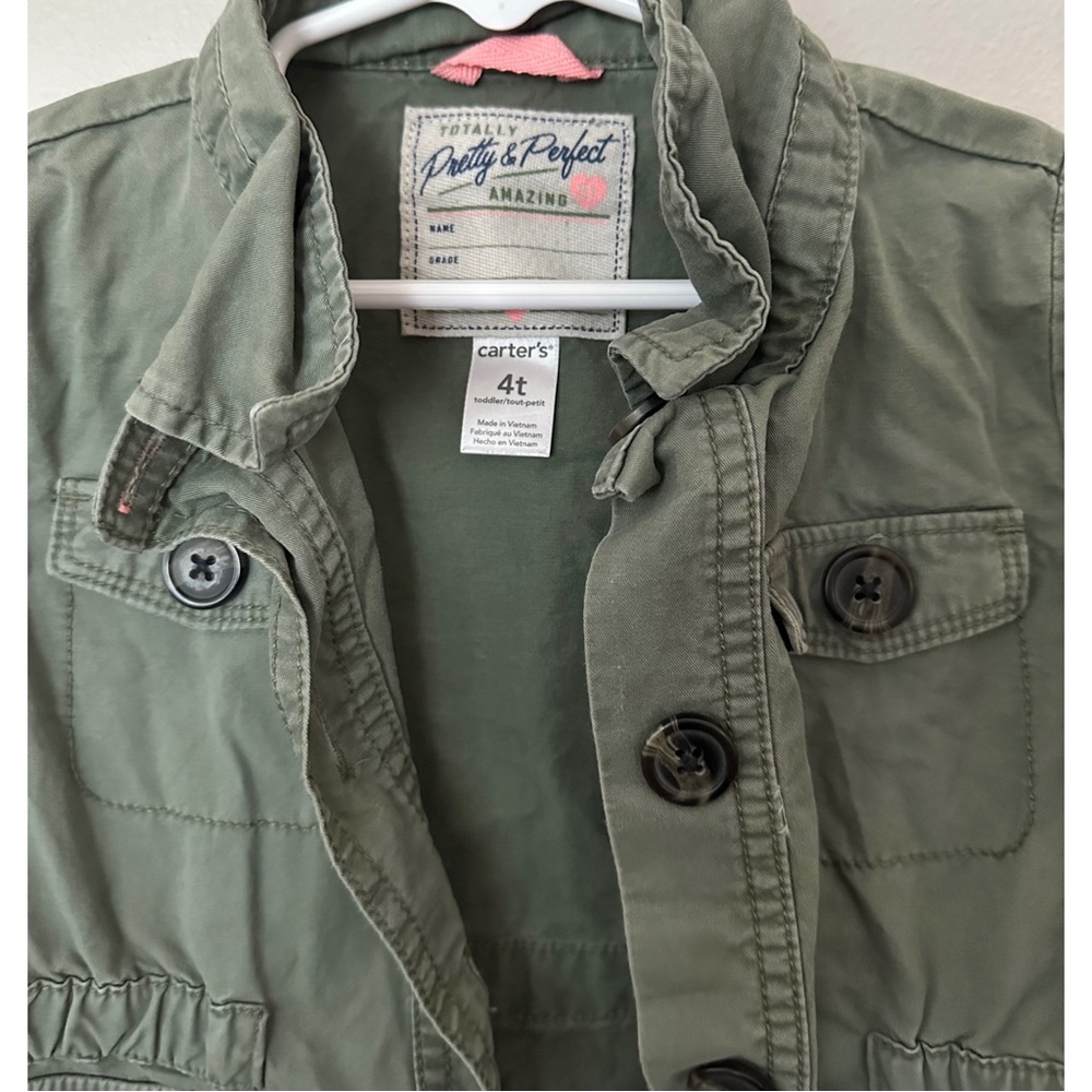 Toddler Girl Olive Green Utility Jacket - Picture 6 of 7